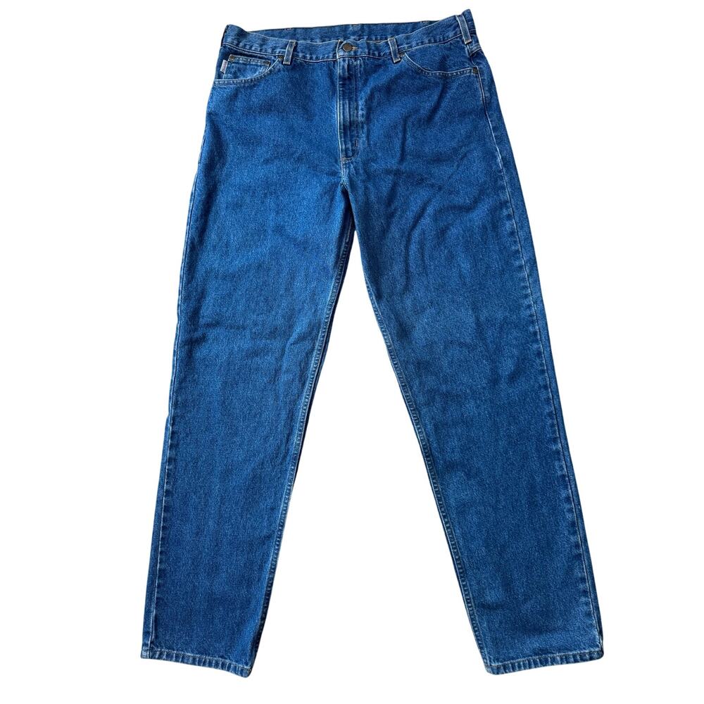 Vintage Carhartt B17DST Men's Relaxed Fit Tapered Leg Denim Jeans Blue 40x34